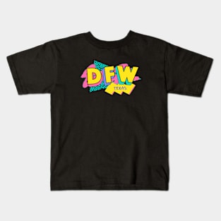 Dallas Ft. Worth, Texas Retro 90s Logo Kids T-Shirt